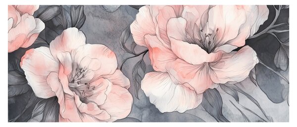 Kép - Virágok vázlata (120x50 cm)