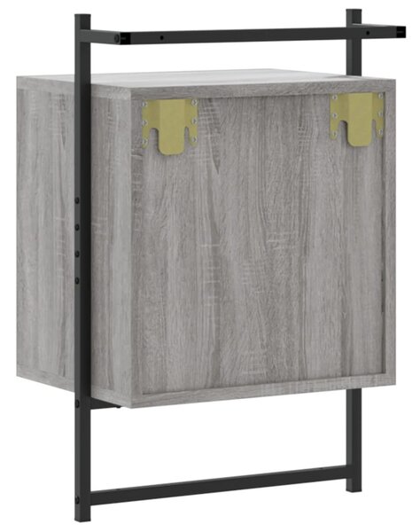 2 db szürke sonoma szerelt fa fali éjjeliszekrény 40x30x61 cm