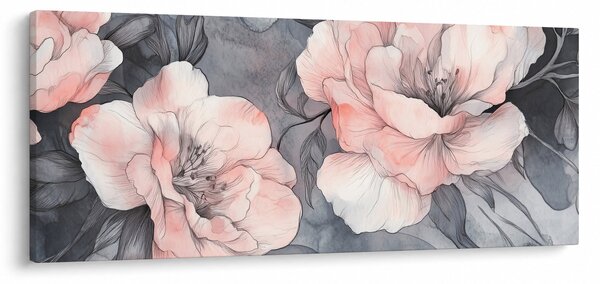 Kép - Virágok vázlata (120x50 cm)
