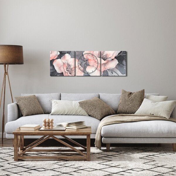 Kép - Virágok vázlata (órával) (90x30 cm)