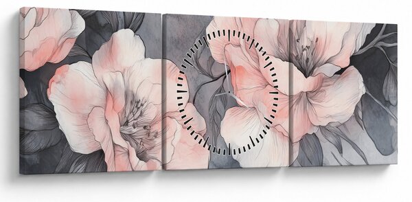 Kép - Virágok vázlata (órával) (90x30 cm)