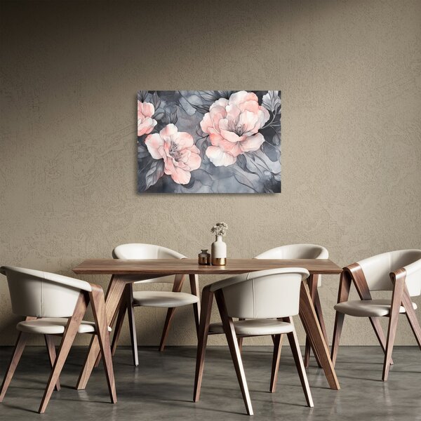 Üveg kép - Virágok vázlata (70x50 cm)