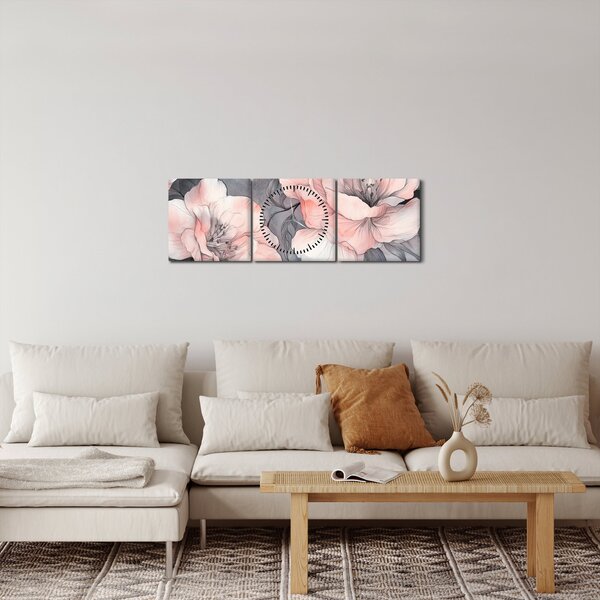 Kép - Virágok vázlata (órával) (90x30 cm)