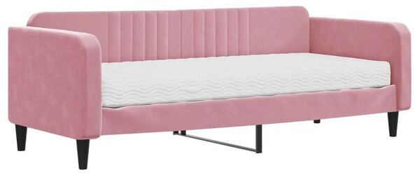 VidaXL rózsaszín bársony heverő matraccal 90 x 200 cm