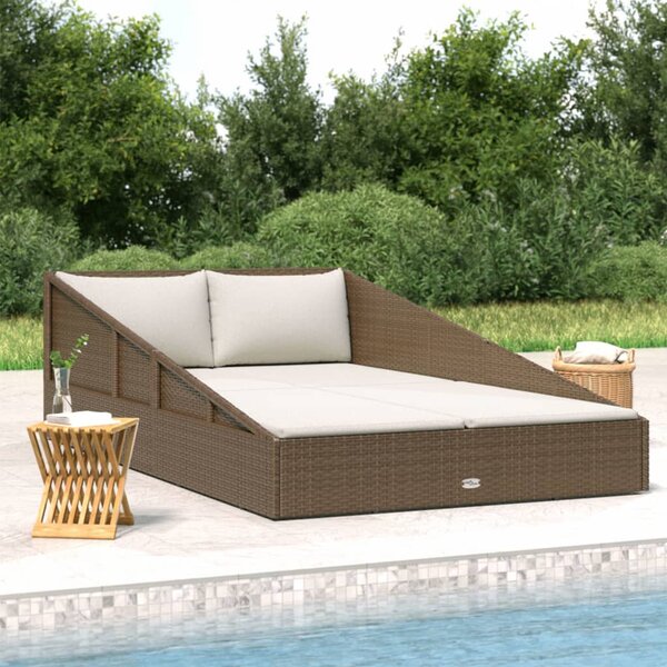 Barna polyrattan kerti ágy 110 x 200 cm