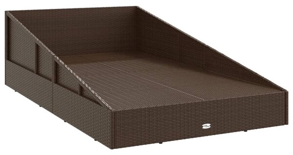 Barna polyrattan kerti ágy 110 x 200 cm