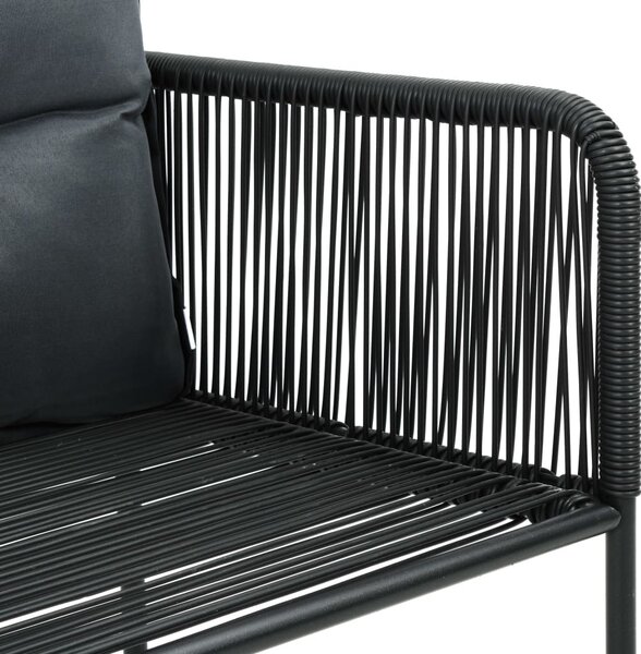 5 részes fekete PVC rattan kerti étkezőgarnitúra