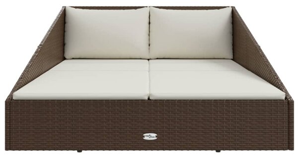 Barna polyrattan kerti ágy 110 x 200 cm