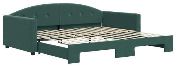 VidaXL sötétzöld kihúzható bársonyheverő 100 x 200 cm