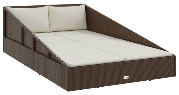 Barna polyrattan kerti ágy 110 x 200 cm