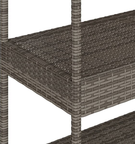 3 szintes szürke polyrattan és tömör akácfa zsúrkocsi