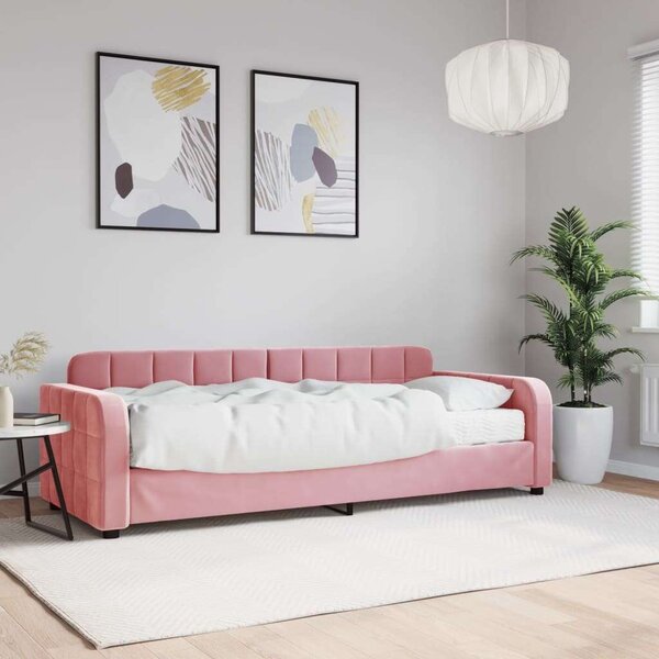 VidaXL rózsaszín bársony heverő matraccal 80 x 200 cm
