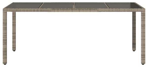 Szürke polyrattan üveglapos kerti asztal 190 x 90 x 75 cm