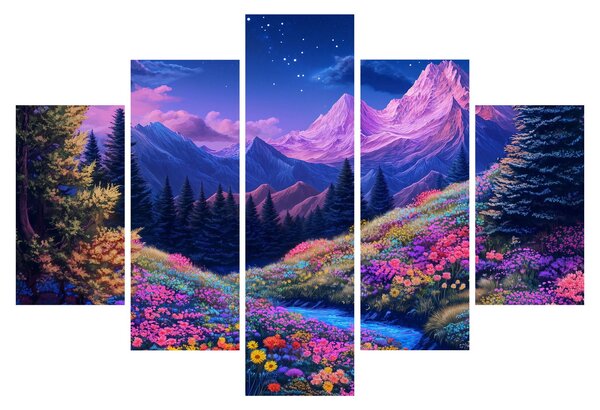 Kép - Lila táj teljes holdfénynél (150x105 cm)