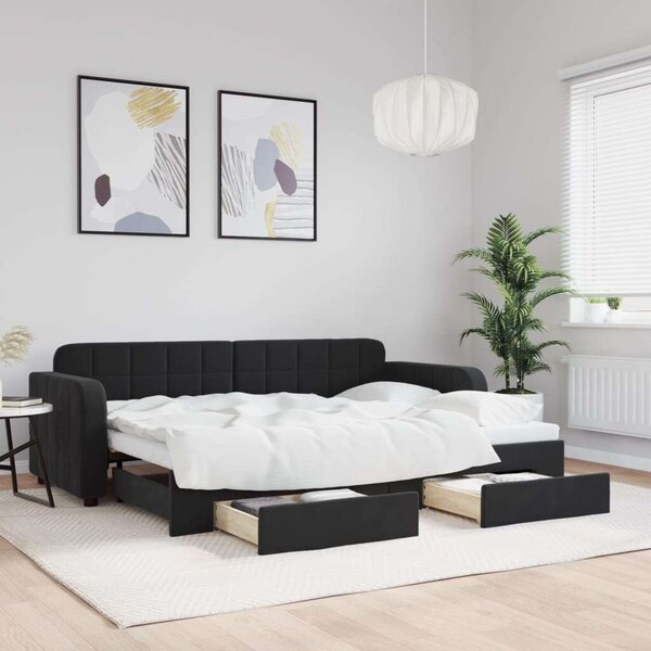 VidaXL Kanapéágy - Fekete Bársony - 80x200 cm
