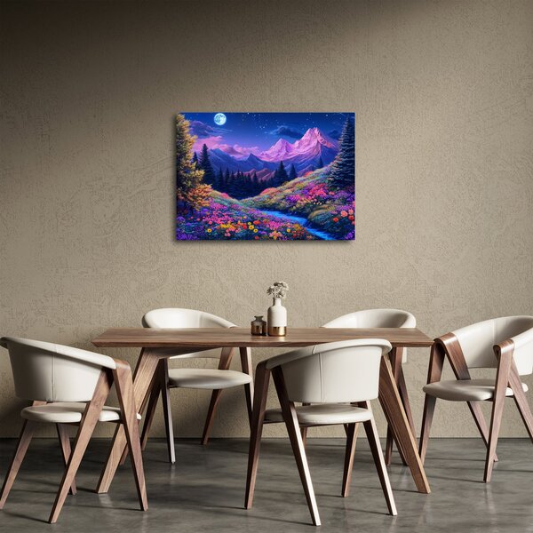 Kép - Lila táj teljes holdfénynél (70x50 cm)