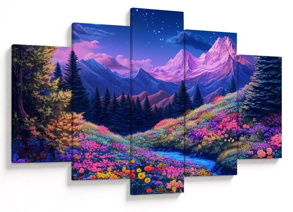 Kép - Lila táj teljes holdfénynél (150x105 cm)