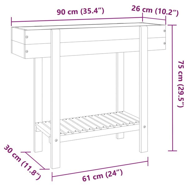 VidaXL tömör akácfa kerti magaságyás 90 x 30 x 75 cm