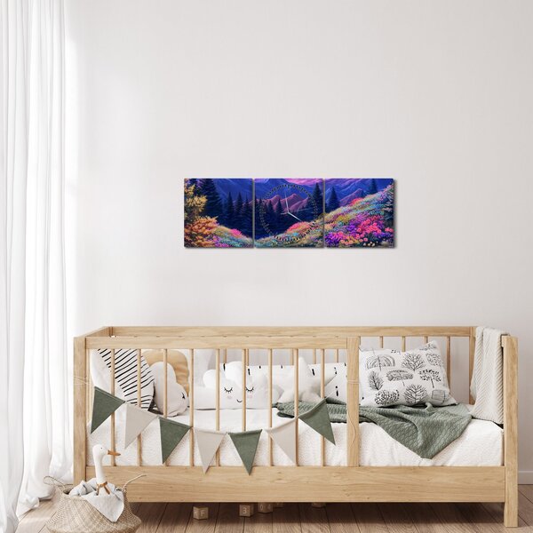 Kép - Lila táj teljes holdfénynél (órával) (90x30 cm)