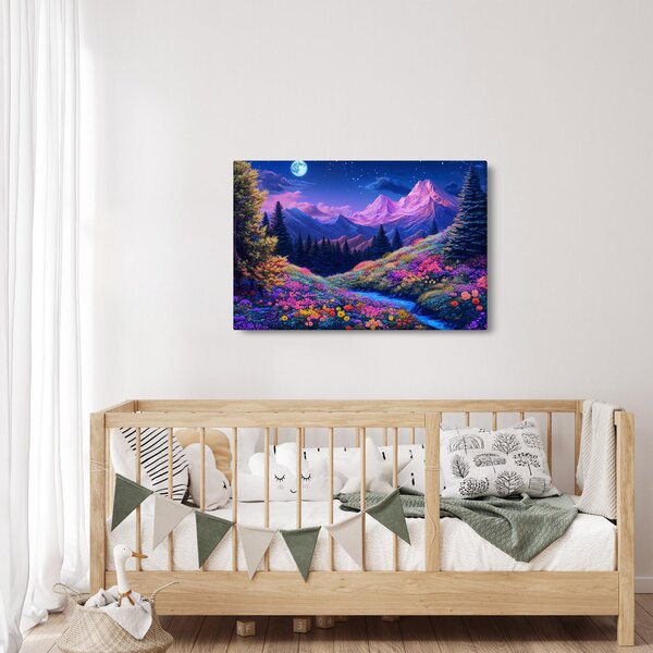 Kép - Lila táj teljes holdfénynél (90x60 cm)