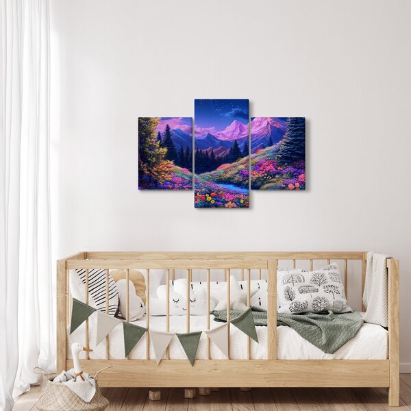 Kép - Lila táj teljes holdfénynél (90x60 cm)