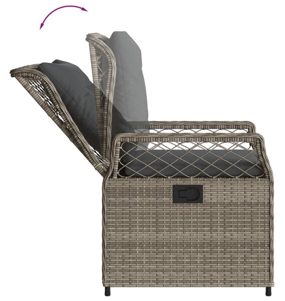2 db szürke polyrattan dönthető kerti szék
