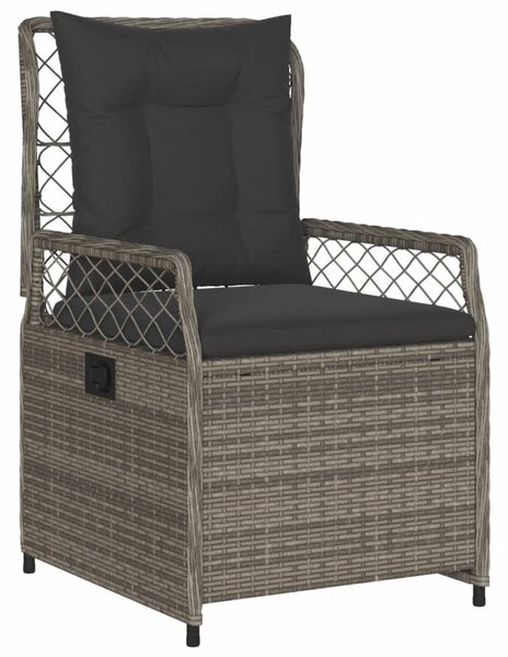 2 db szürke polyrattan dönthető kerti szék