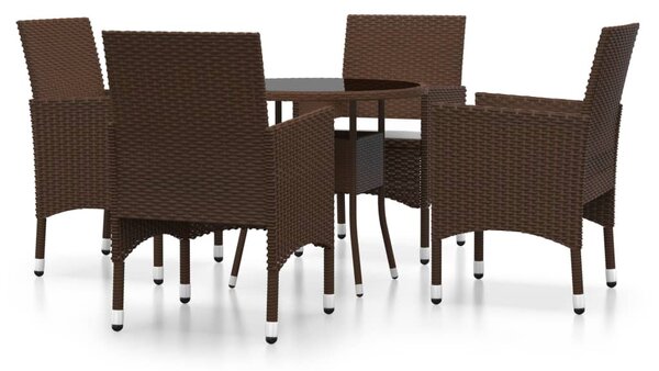 VidaXL 5 részes barna polyrattan kerti étkezőgarnitúra