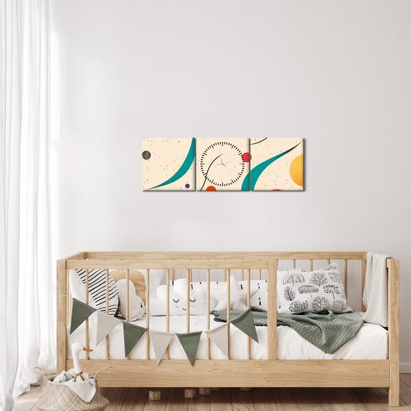 Kép - Minimalista színes illusztráció (órával) (90x30 cm)