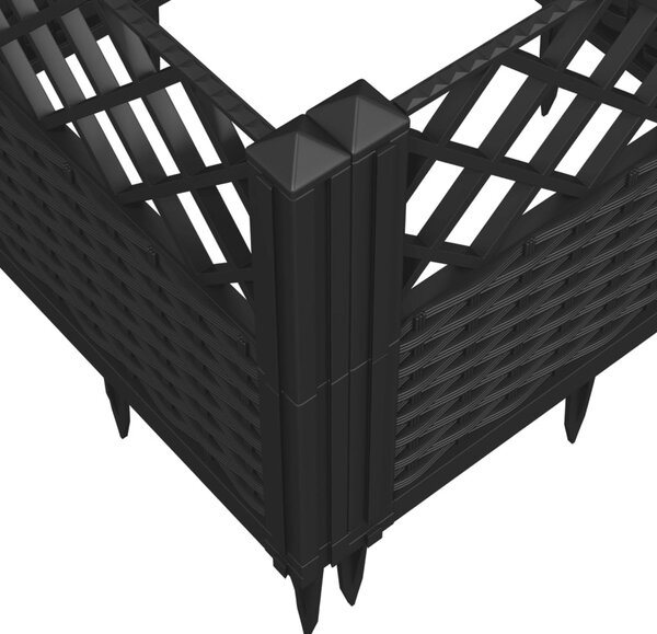 Fekete PP kerti virágláda cövekekkel 123,5 x 43,5 x 43,5 cm