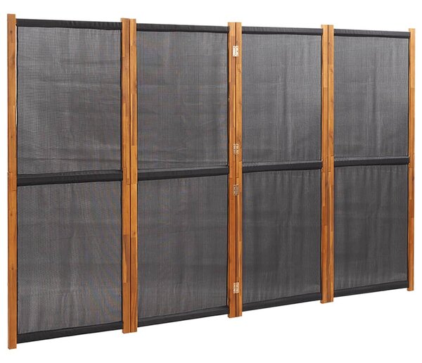 Fekete 4 paneles térelválasztó 280x180 cm