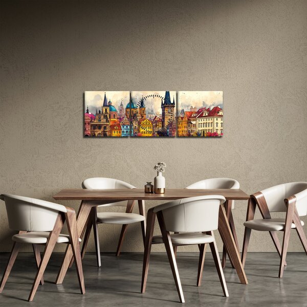 Kép - Ősz a festett városban (órával) (90x30 cm)