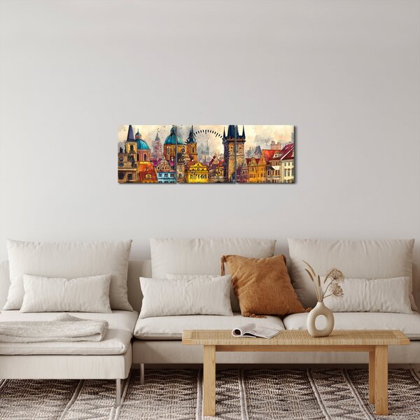 Kép - Ősz a festett városban (órával) (90x30 cm)