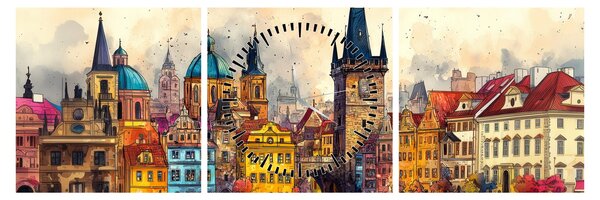 Kép - Ősz a festett városban (órával) (90x30 cm)