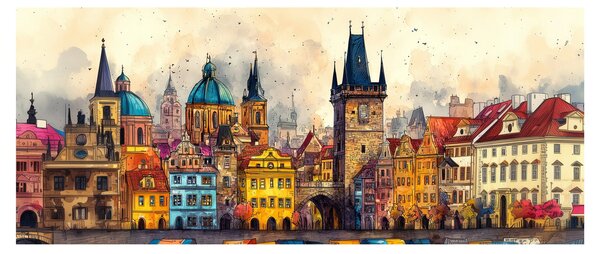 Kép - Ősz a festett városban (120x50 cm)