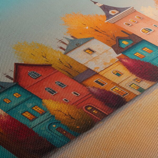 Kép - Őszi falu (120x50 cm)