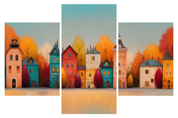Kép - Őszi falu (90x60 cm)