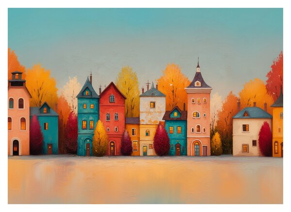 Kép - Őszi falu (70x50 cm)