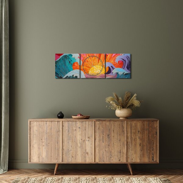 Kép - Hullámmozaik (órával) (90x30 cm)