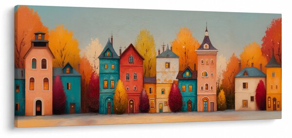 Kép - Őszi falu (120x50 cm)