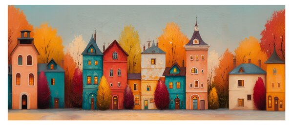 Kép - Őszi falu (120x50 cm)