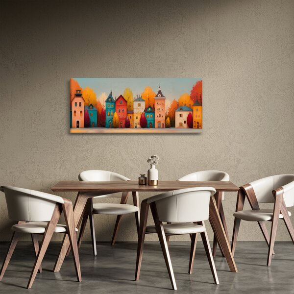 Kép - Őszi falu (120x50 cm)