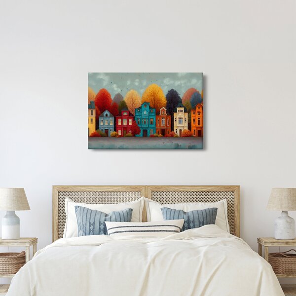 Kép - Festett őszi város (90x60 cm)