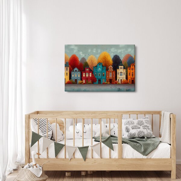 Kép - Festett őszi város (90x60 cm)