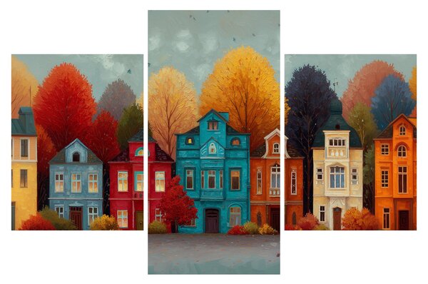 Kép - Festett őszi város (90x60 cm)