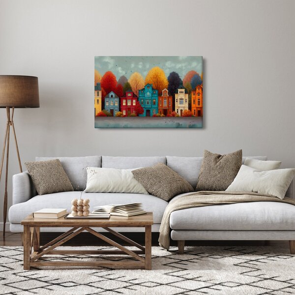 Kép - Festett őszi város (90x60 cm)