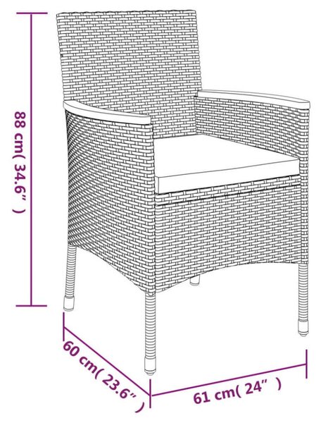VidaXL 7 részes szürke polyrattan kerti étkezőgarnitúra párnával
