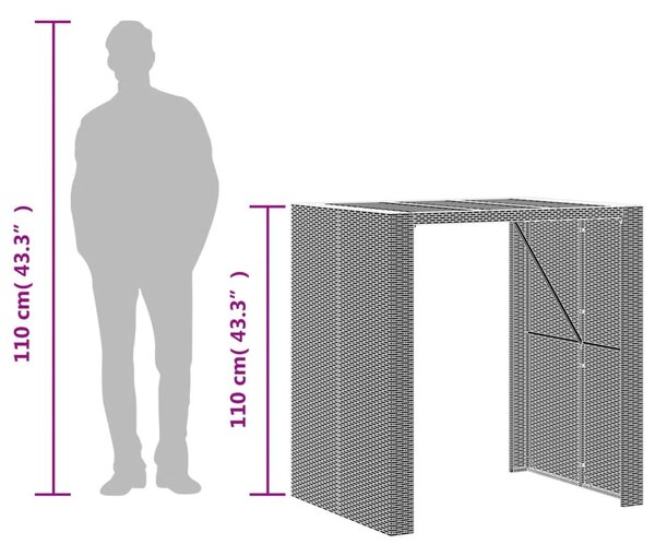 Fekete polyrattan kerti bárasztal akácfa lappal 105x80x110 cm