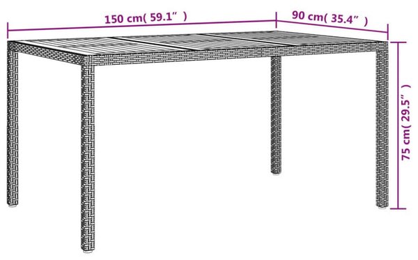 VidaXL 7 részes szürke polyrattan kerti étkezőgarnitúra párnával