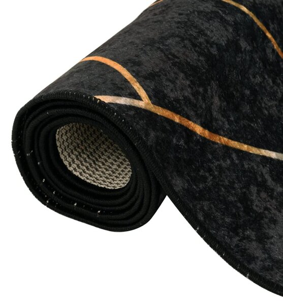 Fekete-arany mosható csúszásgátló szőnyeg 80 x 300 cm